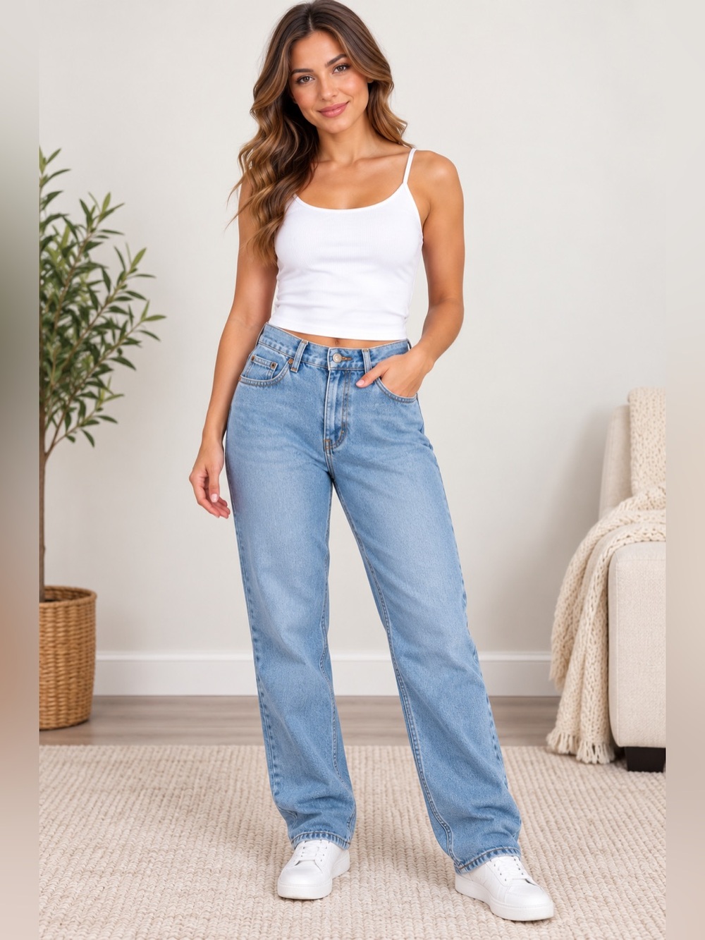 Eddie Bauer Loose Fit Button-Fly Light Wash Jeans – Women’s Petite Size 6